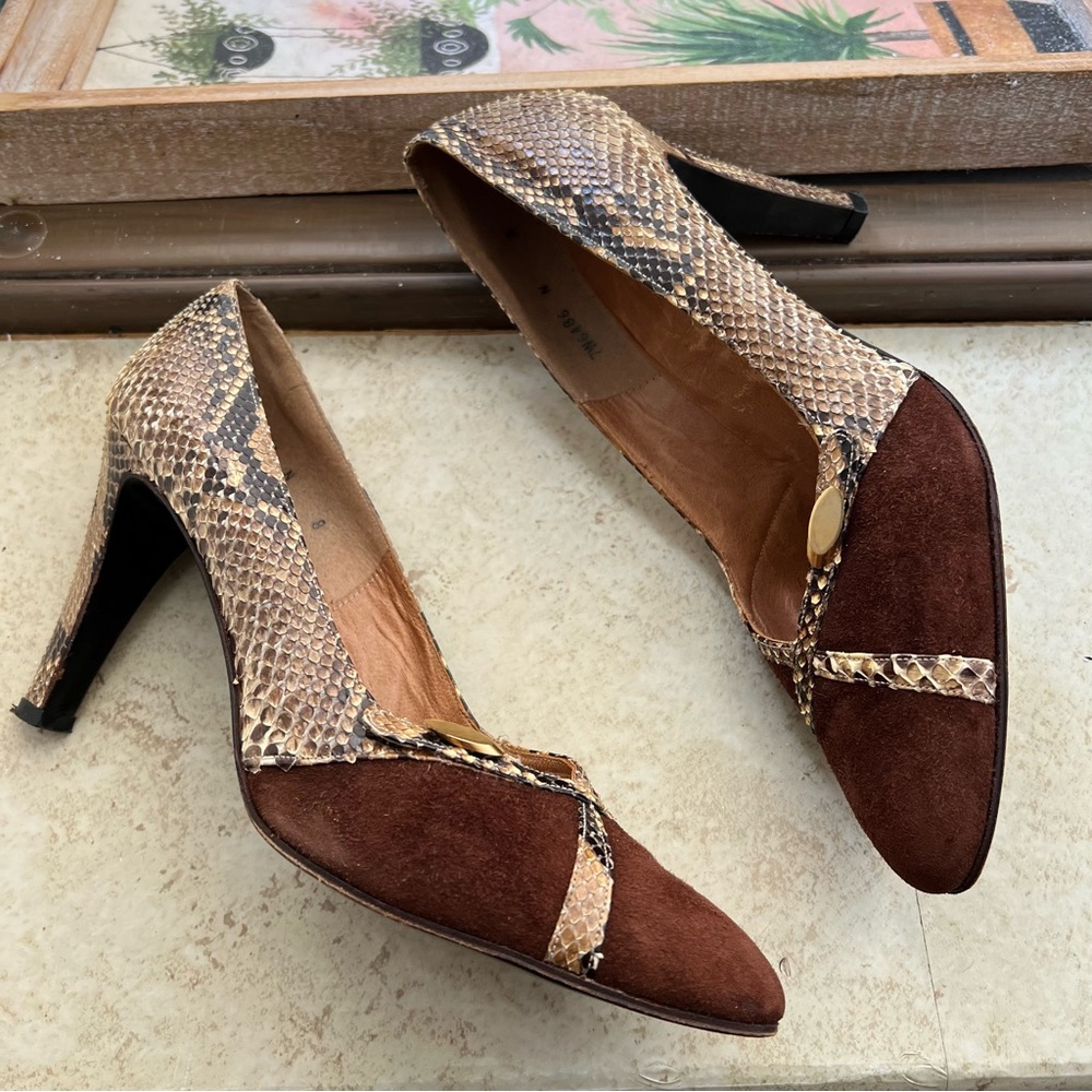Vintage Mr. Seymour Leather Snakeskin Shoe Pump Size 8